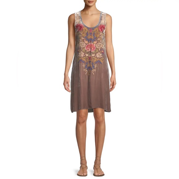 Johnny Was NEW Simona Embroidered Rayon Silk Velvet Dress Size M - Picture 1 of 14